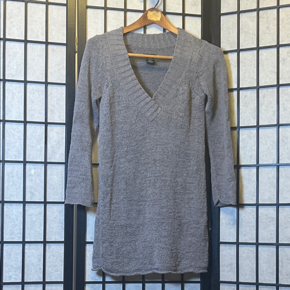 Calvin Klein Collection Gray V-Neck Tunic-Sweater